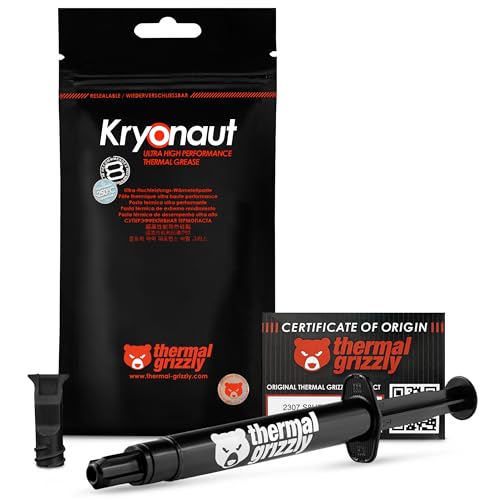 Thermal Grizzly Kryonaut - 5.55 Gram/1.5 ml - Extremly High Performance Thermal Paste - For Demanding Applications and Overclocking