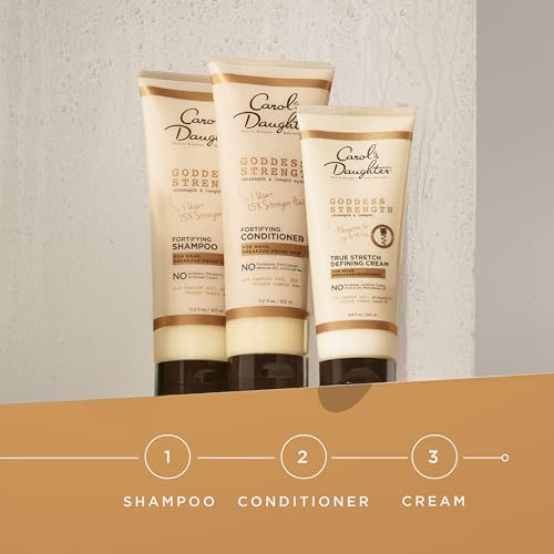 Carol's Daughter Goddess Strength True Stretch Defining Hair Cream For Waves, Coils and Curls, Curl Defining Cream with Castor Oil, 6.8 Fl Oz