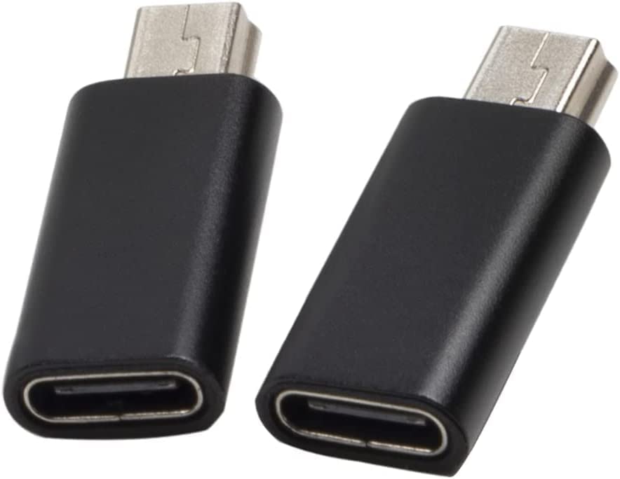 leizhan USB C to Mini USB Adapter, 2 Pack, USB-C Female to Mini USB 2.0 Male Adapter, Compatible with Laptops/Tablets, MP3 Players, Digital Cameras…
