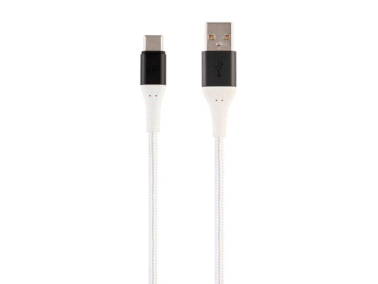Monoprice USB 2.0 Type-C to Type-A Charge & Sync Cable - Kevlar/Nylon-Braid, 3 Feet, White - AtlasFlex Series