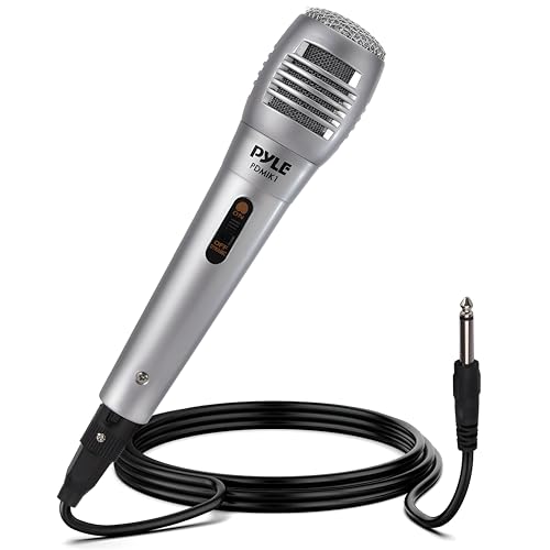 Pyle Wired Dynamic Microphone, Uni-Directional, Handheld Mic with Pop Filter, Steel Mesh Grill, 6.5 ft XLR Cable, Ideal for Stage and Studio Use