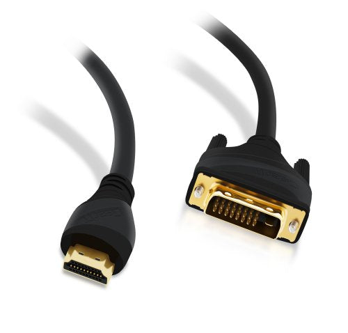 25 Ft HDMI to DVI Cable, GearIT HDMI to DVI 25 FT High Resolution 1080P CL2 Rated High Speed Bi-Directional HDMI to DVI Cable, Black