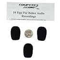 Compete Audio CA132 Larger Foam Microphone Windscreens (Microphone Covers) 3-Pack Desktop/Headset Fitness Instructor/Gamer Pack Black