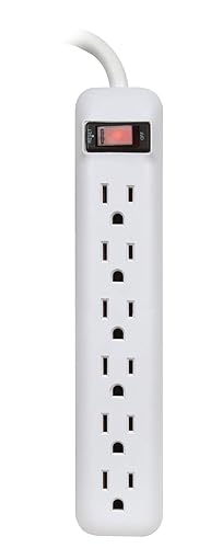 Prime Wire & Cable Prime Wire PB801118 6-Outlet Power Strip with 14-3 SJT 1.5 Foot Cord, White
