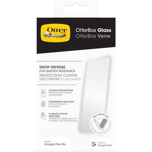 OtterBox Google Pixel 8a Glass Screen Protector, Flawless Touch Response, Fingerprint Resistant, Easy Installation Clear