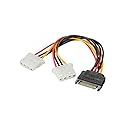 axGear SATA Power 15 pin to Dual 4-pin Molex Conncetor Y Splitter Cable Cord