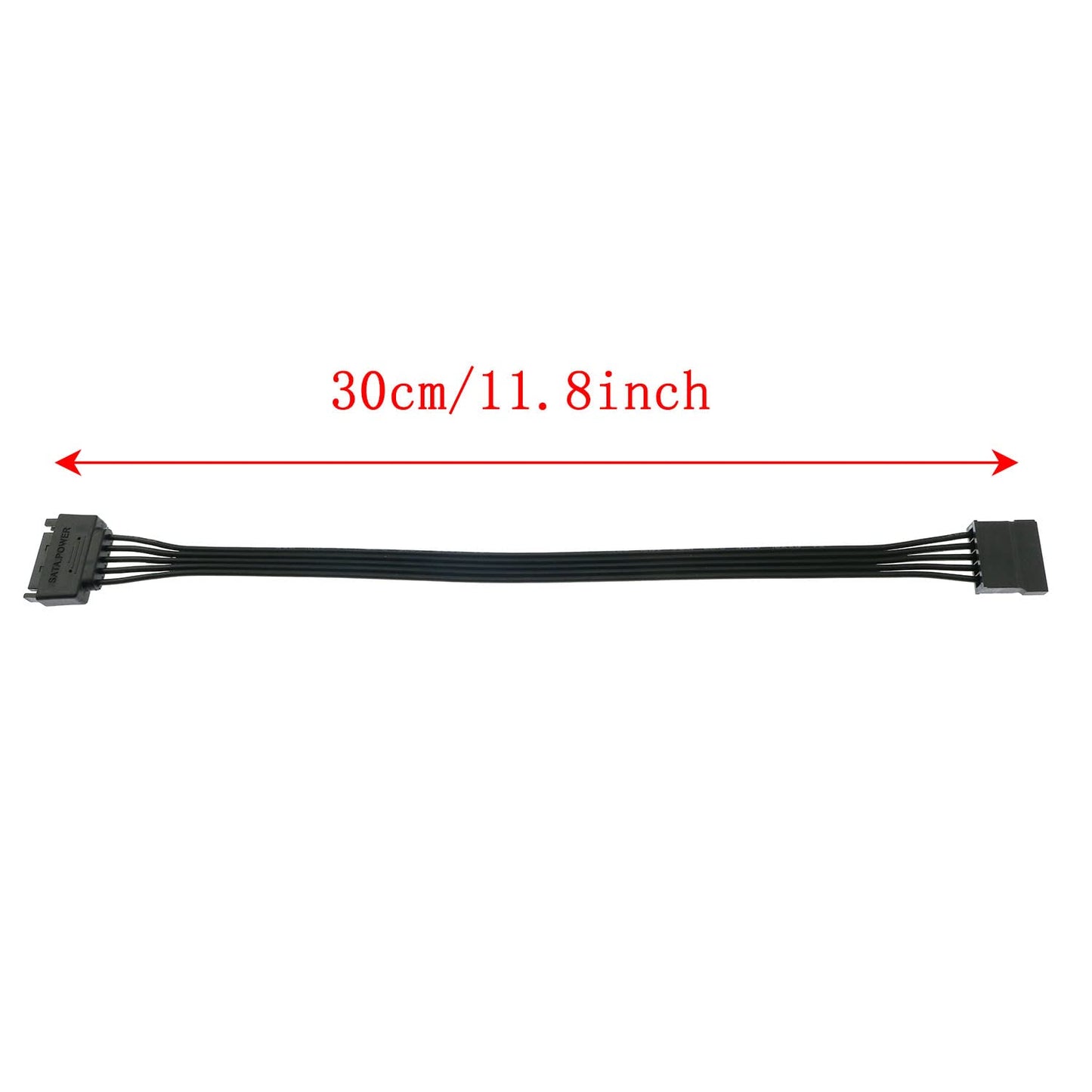 BLLNDX SATA Power Extension Cable 2PCS 11.8Inch Black 15Pin SATA Male to Female Extender Cable Adapter for HDD, SSD, Optical Drives, DVD Burners, PCI