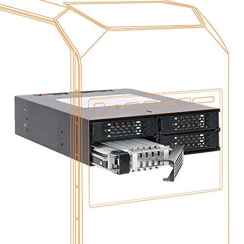ICY DOCK Full Metal 4 x 2.5 SAS/SATA HDD/SSD Mobile Rack Enclosure for 5.25" Bay (with Fan Control) | ToughArmor MB994SP-4SB-1