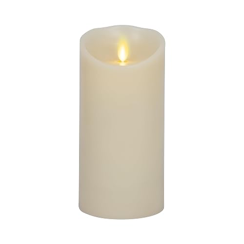 Darice LM357B Luminara Realistic Artificial Flame Pillar Candle with Timer, 7-Inch, Ivory