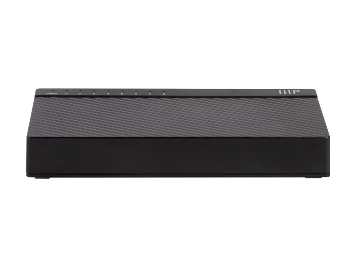 Monoprice 8-Port Gigabit Ethernet Unmanaged Desktop Switch - 10/100/1000Mbps, RJ45, IEEE 802.3ab, Plug-n-Play, Fanless Design, Jumbo Frame Support