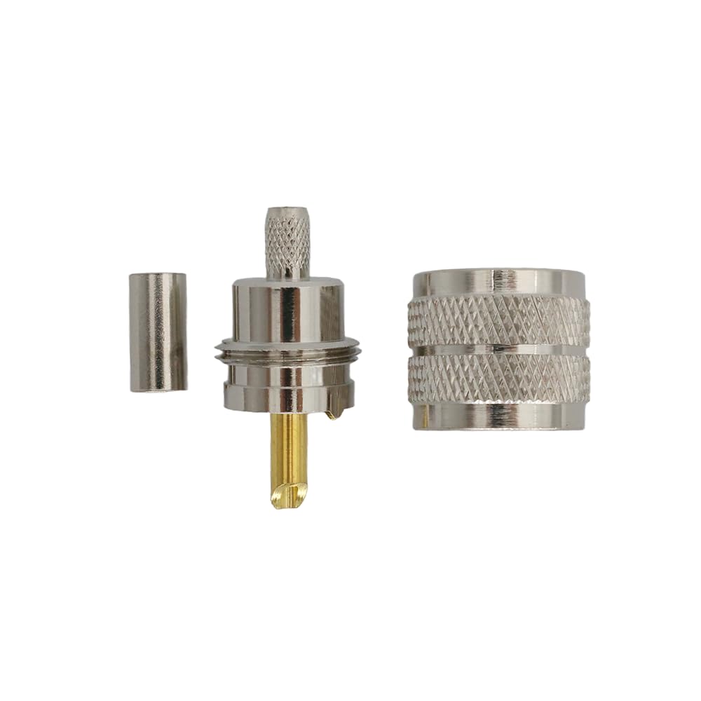 YiNiTone 2Pcs RG58 Coax Connector PL-259 UHF Male Plug Crimp Coax Connector Adapter for RG58 LMR195 3D-FB RG142 KSR195 RG400 Coaxial Cable Adaptor
