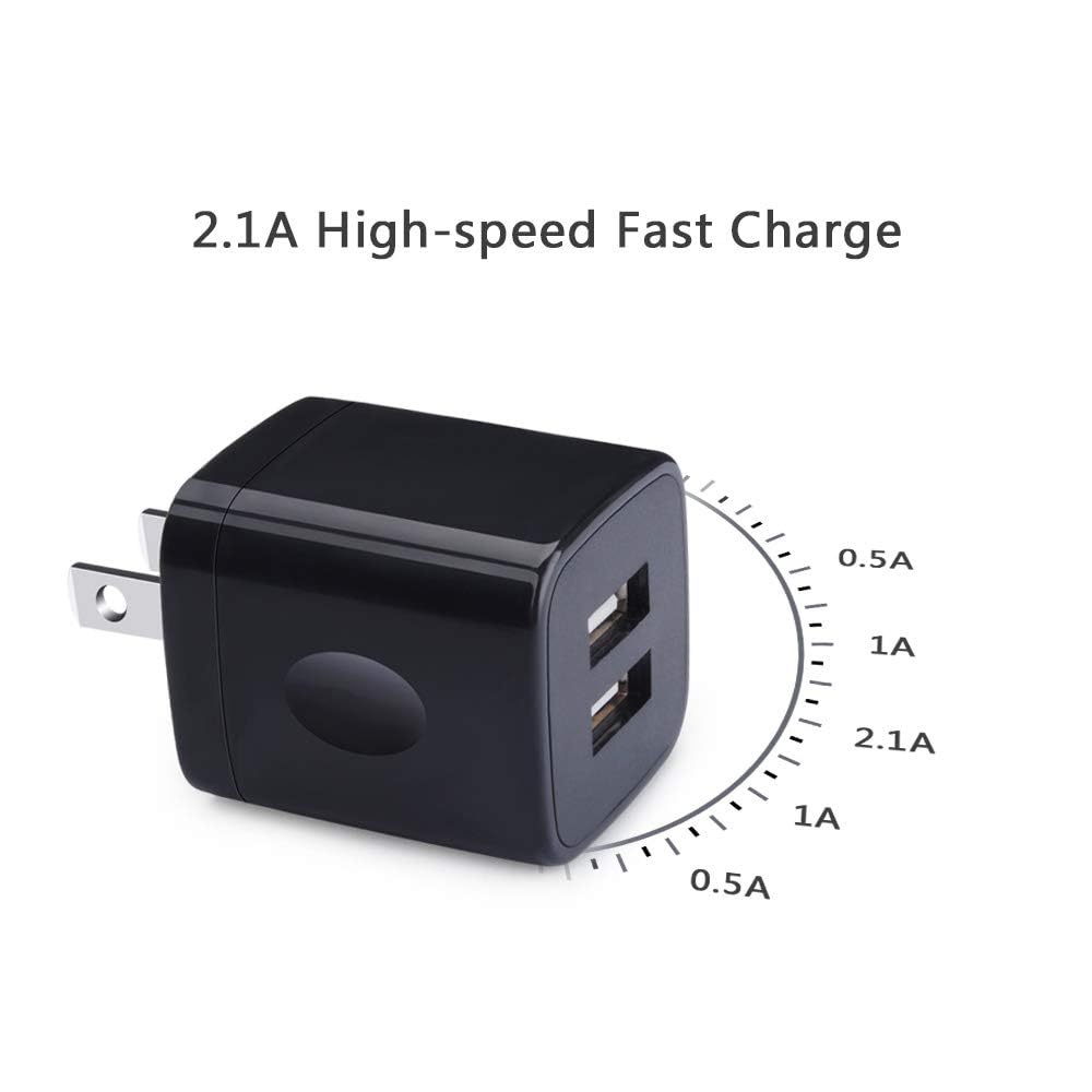 Phone Charger Box, 5Pack 2.1A Dual Port USB Wall Charger Plug Cube Power Adapter for iPhone Air 17 16e 16 15 14 13 12 11 XS XR X,iPad,Samsung Galaxy