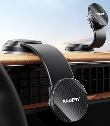 ANDERY Car Phone Holder for MagSafe [360° Adjustable Memory Alloy Arm | 2400gf Strongest Magnetic Power] Bendable Car Mount, Phone Holders for Your