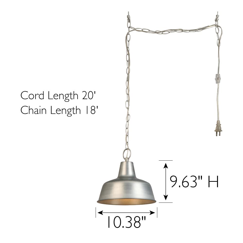 Mason Pendant Light Fixtures - Adjustable Hanging Lights for Kitchen Island, Dining Room - 10-Inch Farmhouse Light Fixtures with Metal Shade, Painted