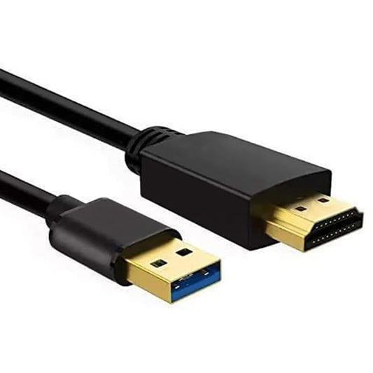 Znoogrn USB to HDMI Cable, USB-A to HDMI Adapter for Monitor, Type-A Male to HDMI Male Adapter for TV/DVD Player/Projector/Monitor-6.6FT/2M (Black)