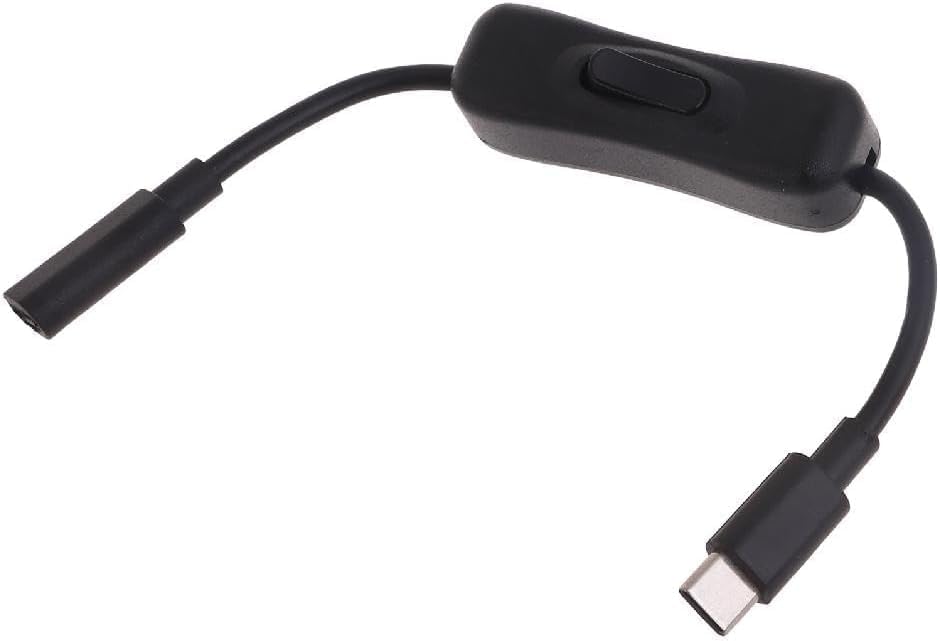 Black Power Switch USB C Male to Female Type C Extension Cable Inline On/Off Switch for 4 Power Switch Cables, Audio and Video Power Cables