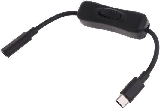 Black Power Switch USB C Male to Female Type C Extension Cable Inline On/Off Switch for 4 Power Switch Cables, Audio and Video Power Cables