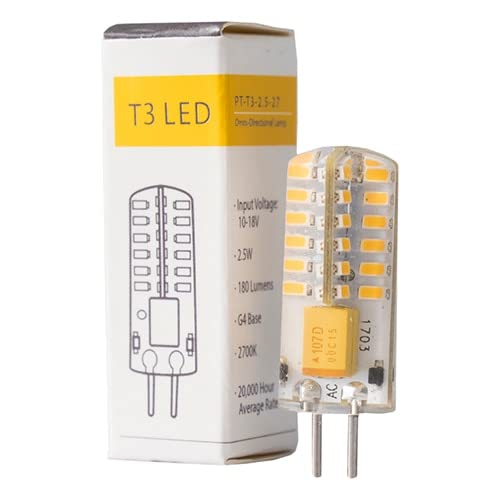 Pro-Trade T3 LED 2.5W 180 Lumens 2700K G4 Bi-Pin Base PT-T3-2.5-27 25,000 Hours Omnidirectional 10-15V Low Voltage 12v Landscape Lighting Bulb