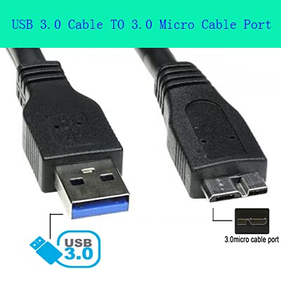 (2 Pack) Superspeed USB 3.0 Cable USB-A Male to USB Micro B - (1.5 Feet) Black for WD My Passport Ultra, My Passport X Portable USB 3.0 Hard Drive
