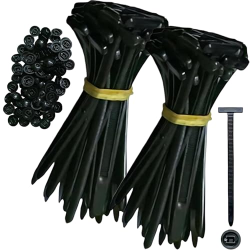 50pcs Black Nylon Cable Tie Buckle - Self-Locking Fasteners with Pin & Button, UV Resistant for Car Daily Fixing & Plastic Tie Applications (50)