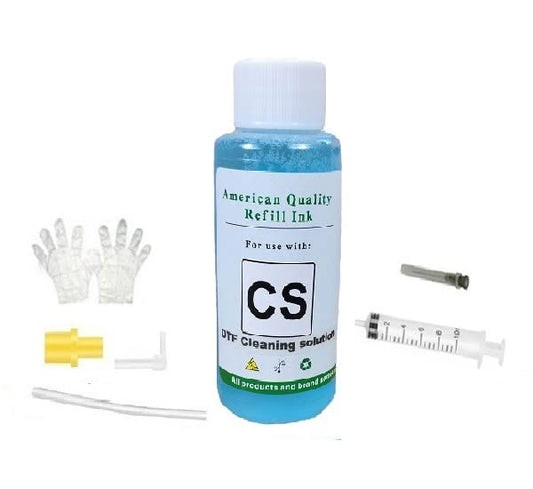 VC DTF Printhead Cleaning Kit Printer Nozzle Cleaner Fluid Solution Print Head Flush Cleaning for Epson Piezo Printhead (100ml/per Bottle) Full Kits