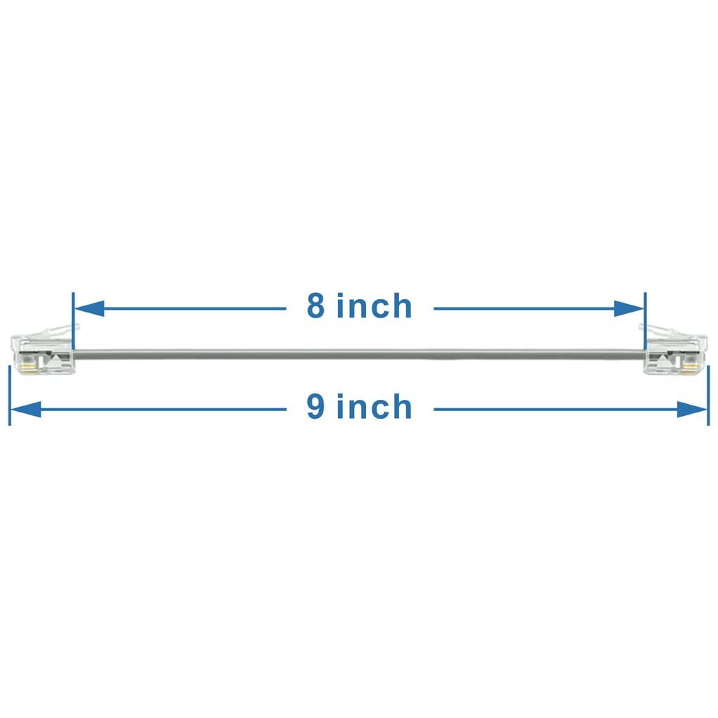 NECABLES 4Pack 8 Inch Short Telephone Cord Phone Cable Wall Phone Cord for Landline RJ11 6P4C Male to Male