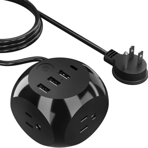 Ceptics Power Strip with USB C - Cube Power Strip, 3 Outlets + 4 USB Ports (3 USB and 1 USB-C) Portable Design, Compact for Travel, Cruise Ship