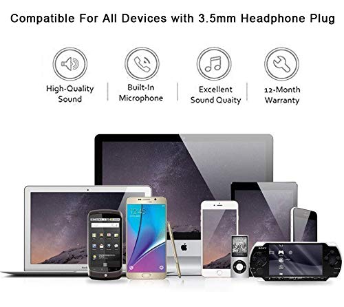 2 Pack 3.5mm Wired Headphone Plug, in-Ear Earphones, Earbuds Noise Isolating with Built-in Microphone & Volume Control Compatible with iPhone 6s 6