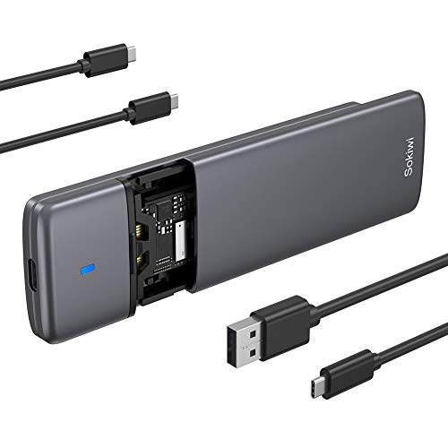 M.2 NVMe SATA SSD Enclosure Adapter Tool-Free,Sokiwi USB 3.2 Gen2 10Gbps External to USB PCI-E 6Gbps SATA M-Key / B+M Key, NVMe Reader Support UASP
