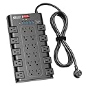 Power Strip, SUPERDANNY Surge Protector with 22 AC Outlets and 6 USB Charging Ports, 1875W/15A, 2100 Joules, 6.5Ft Flat Plug Heavy Duty Extension Cord
