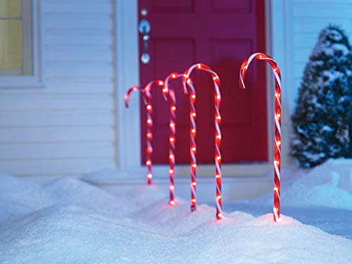 Tupkee Pre-Lit Candy Cane Decorations -Pathway Christmas Lights, 26-Inches (66 cm), Set of 5, Outdoor Christmas Decorations Yard Candycane Peppermint