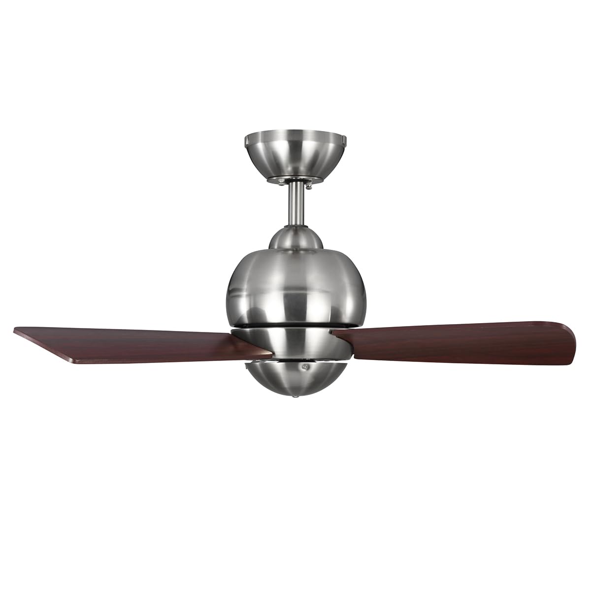 kathy ireland HOME [CF130BS] Tilo 30 inch Brushed Steel Ceiling Fan, 4 Speed Wall Control, Damp Location Approved, 3 Curved Plywood Blades