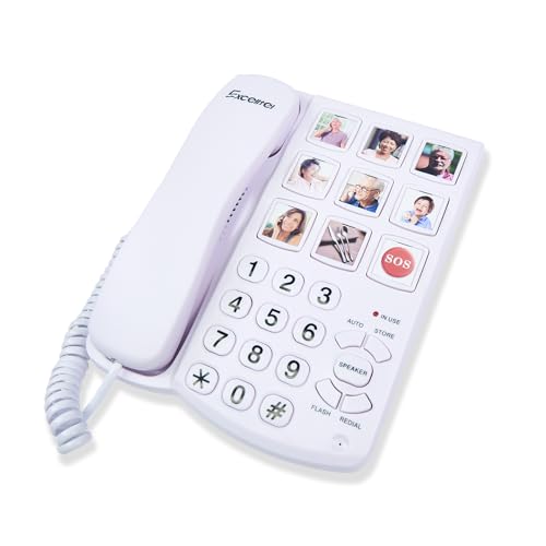 Excelltel Big Button Phone for Seniors, Corded Landline Telephone with Handsfree Function and 9 Groups of Memory, One-Touch Dialling,Suitable People