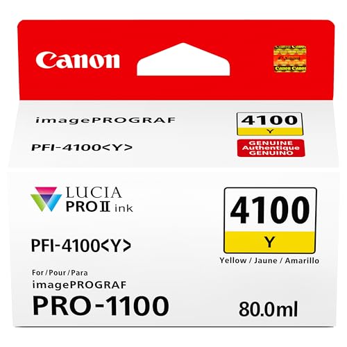 Canon PFI-4100 Genuine Yellow Ink Tank, Compatible with imagePROGRAF PRO-1100 Printers
