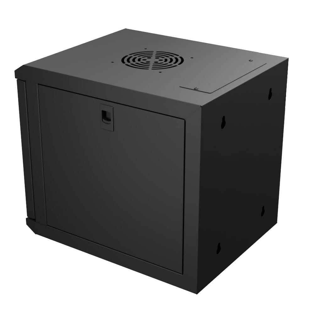 NavePoint 15.75 in Wall Mount Network Cabinet, 6U, Glass, Black