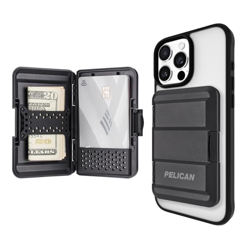 Pelican MagSafe Wallet for iPhone - Heavy Duty MIL-STD Snap-On Phone Magnetic Wallet and Phone Card Holder - Detachable and Slim Hard Case for iPhone