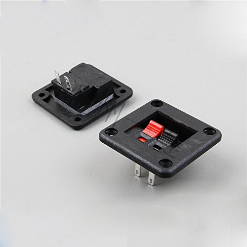 10Pcs 2 Position 2 Pins Square Spring Clip Speaker Terminal Block 1 Row Vertical Audio Amplifier PCB Mount Connector Jointing Clamp Black Red