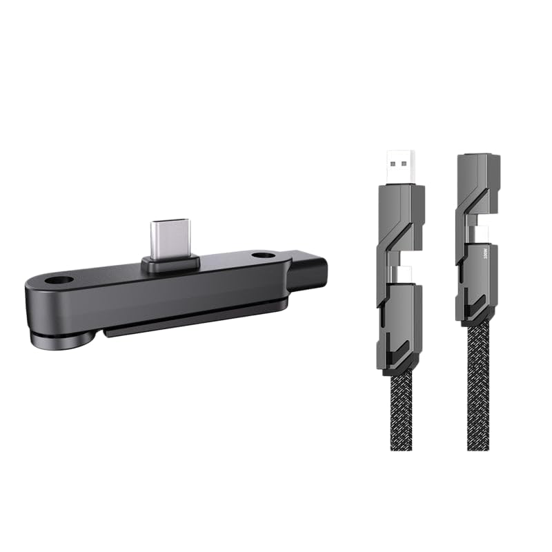 Fast Charging Adapter with 360° Foldable Phone Stand, 2026 New Invisible Holder Charger Cable, 240W 180-Degree Elbow USB C Cable, for Gaming Office