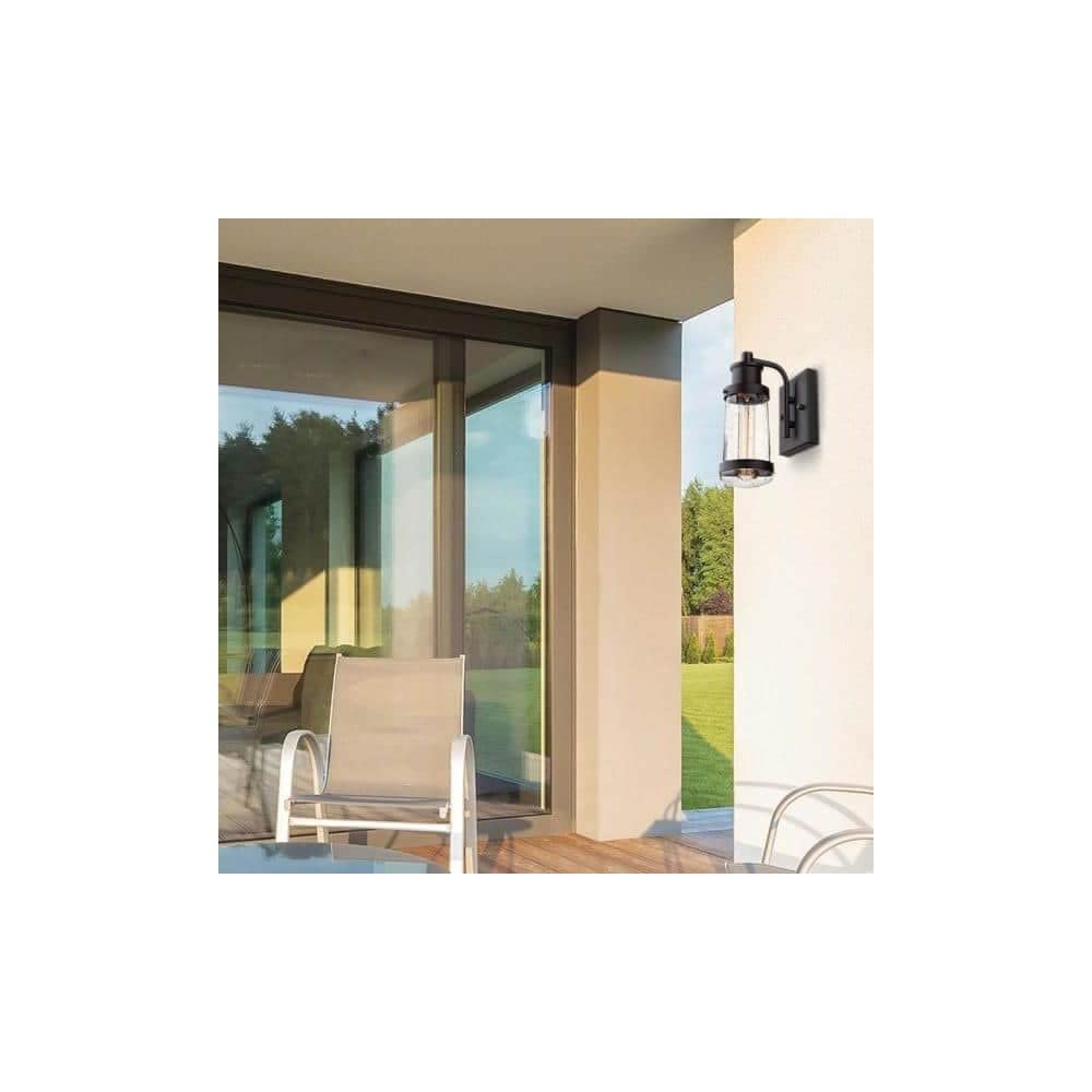 Globe Electric Vintage 1-Light Matte Black Bennett Wall Sconce