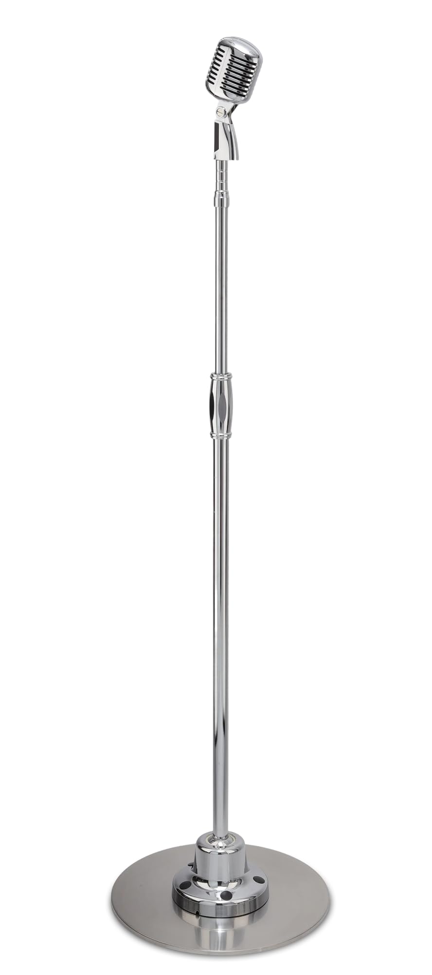 Pyle Retro Microphone, Classic Vintage Style, Unidirectional Audio, Adjustable Stand, XLR Cable, Silver Finish, Dynamic Vocal Performance Mic with
