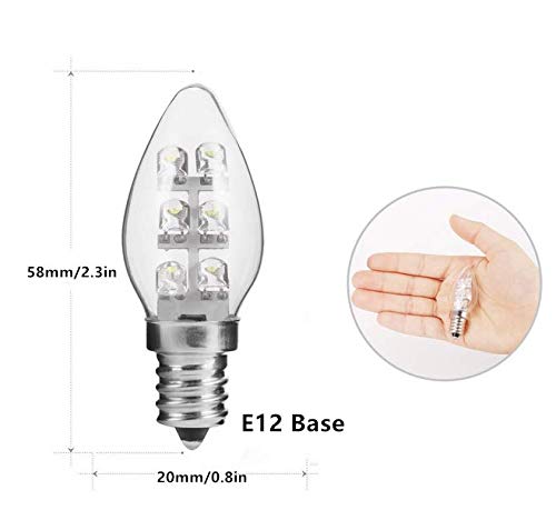 Lxcom Lighting 0.5W E12 LED Bulb C7 LED Night Light Bulbs(5 Pack)- E12 Base Candelabra LED Bulb Torpedo Shape Daylight White 6000K 5W Equivalent