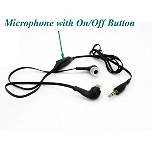 Sound Isolating Handsfree Headset Earphones Earbuds w Mic Dual Headphones Stereo Flat Wired 3.5mm [Black] for Boost Mobile Samsung Galaxy J7 Refine…