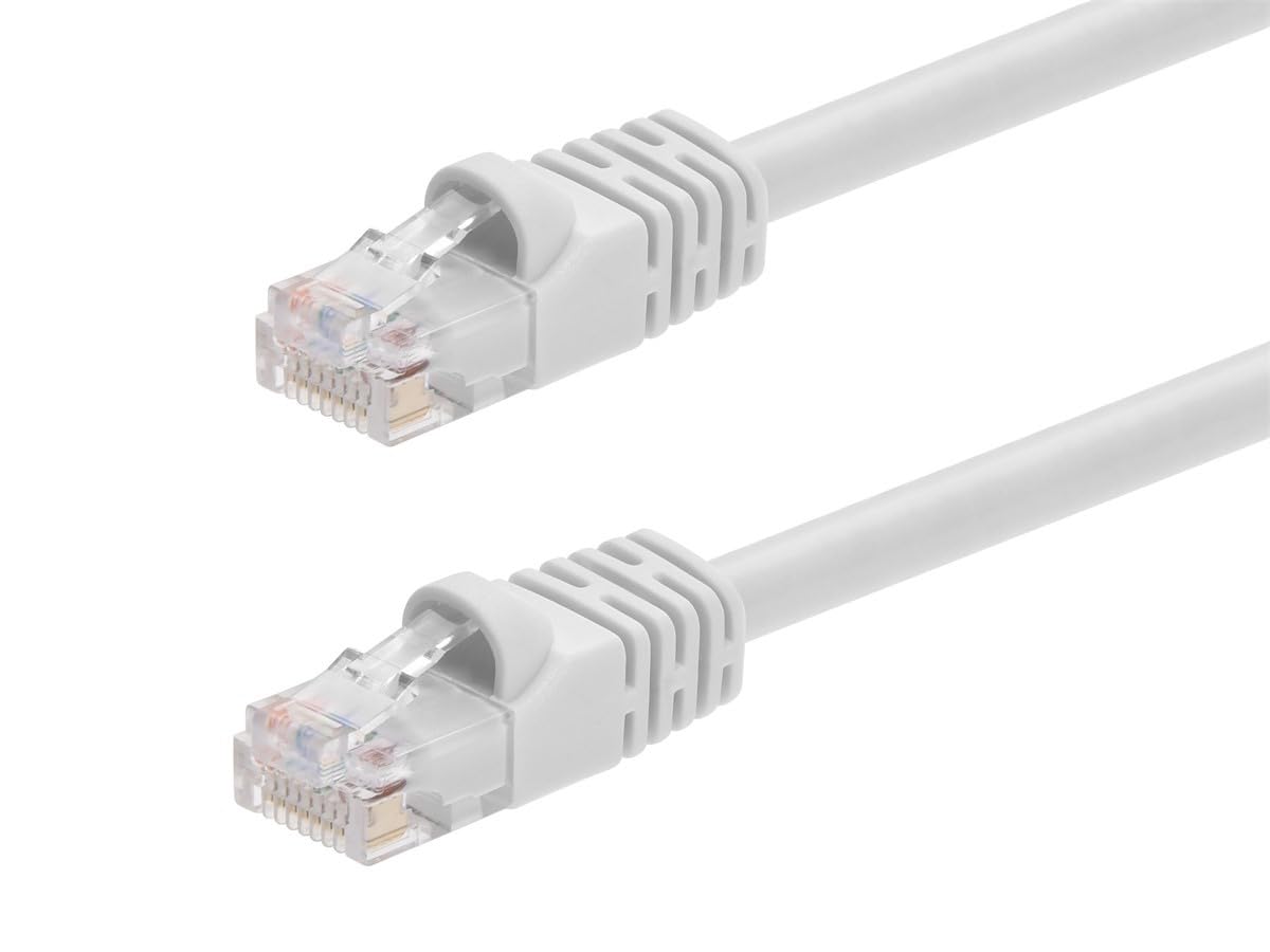 Monoprice Cat6 Ethernet Patch Cable - Snagless RJ45, Fullboot, 24AWG Stranded Pure Bare Copper Wire, 550Mhz, UTP, 100 Feet, White