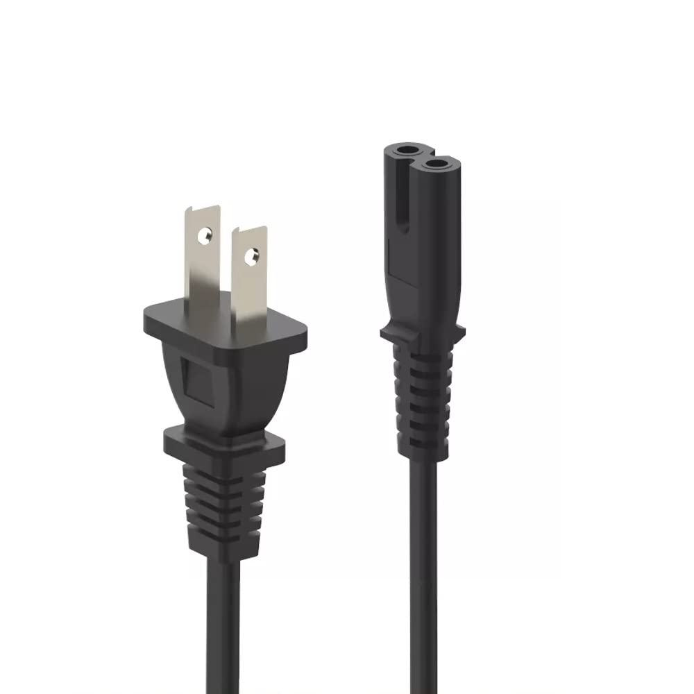 6 Feet Figure 8 Non-Polarized (NEMA 1-15P to C7) 2 Prong Power Cord, Compatible with Printers, Smart LEDs, TVs, Play-Stations, Notebook and Laptop