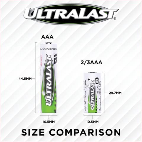 ULTRALAST ULN423AAASL - 2/3 AAA (Two Thirds Triple A Battery) Solar Batteries for Outdoor Solar Lights - NICAD 1.2 Volt, 150mAh, Rechargeable Battery…