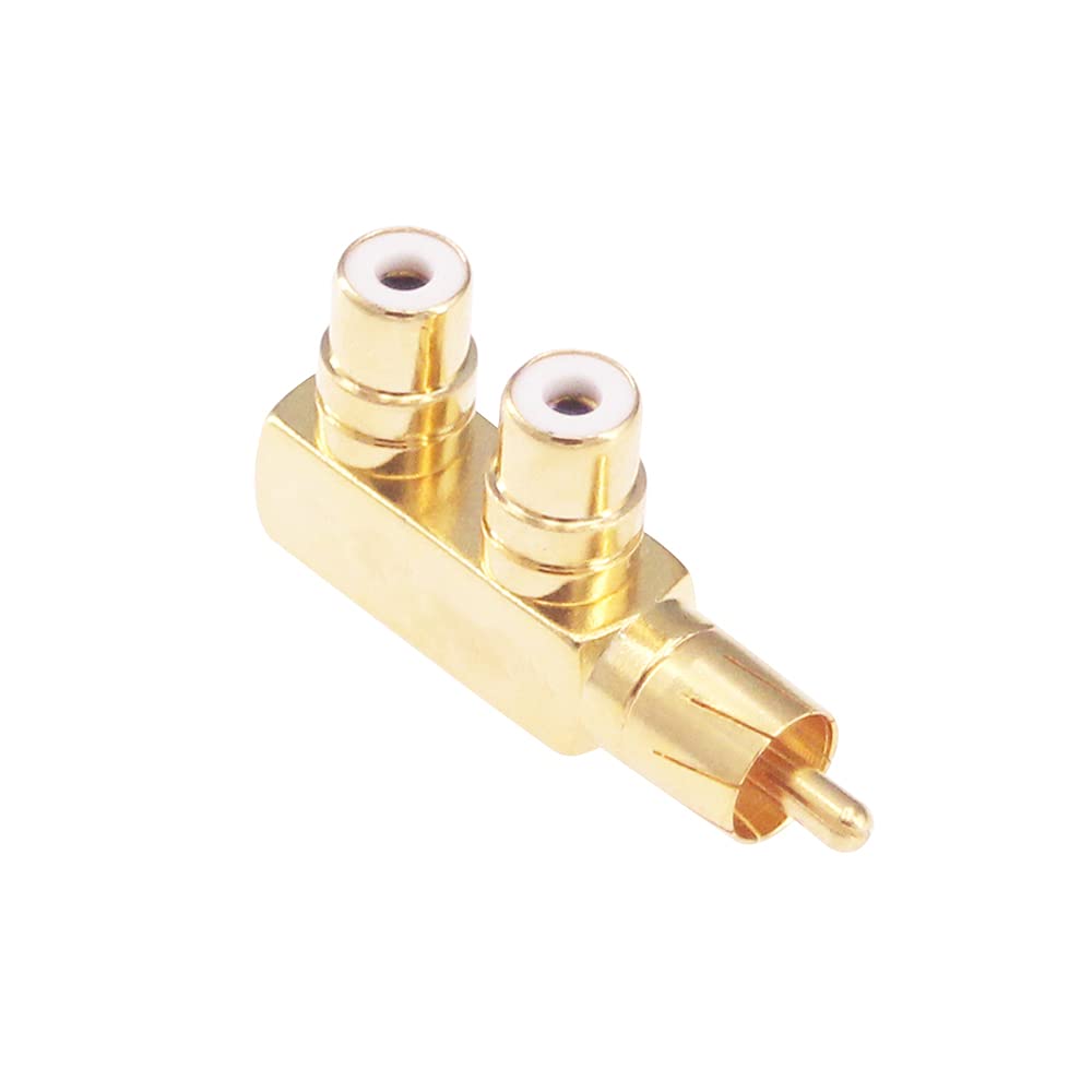 RFaha 2pcs RCA Male to Dual RCA Female Connector Adapter AV Splitter for Audio Video(F91-2)