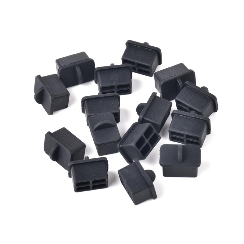 200PCS Hub Port RJ45 Anti Dust Cover Cap Protector Plug Black Silicone Ethernet