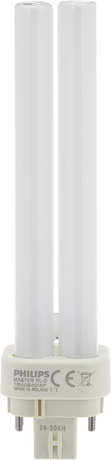 Philips Lighting 383331 PL-C Linear Compact Fluorescent Lamp 18 Watt 4-Pin G24q-2 Base 1200 Lumens 82 CRI 4100K Cool White Alto