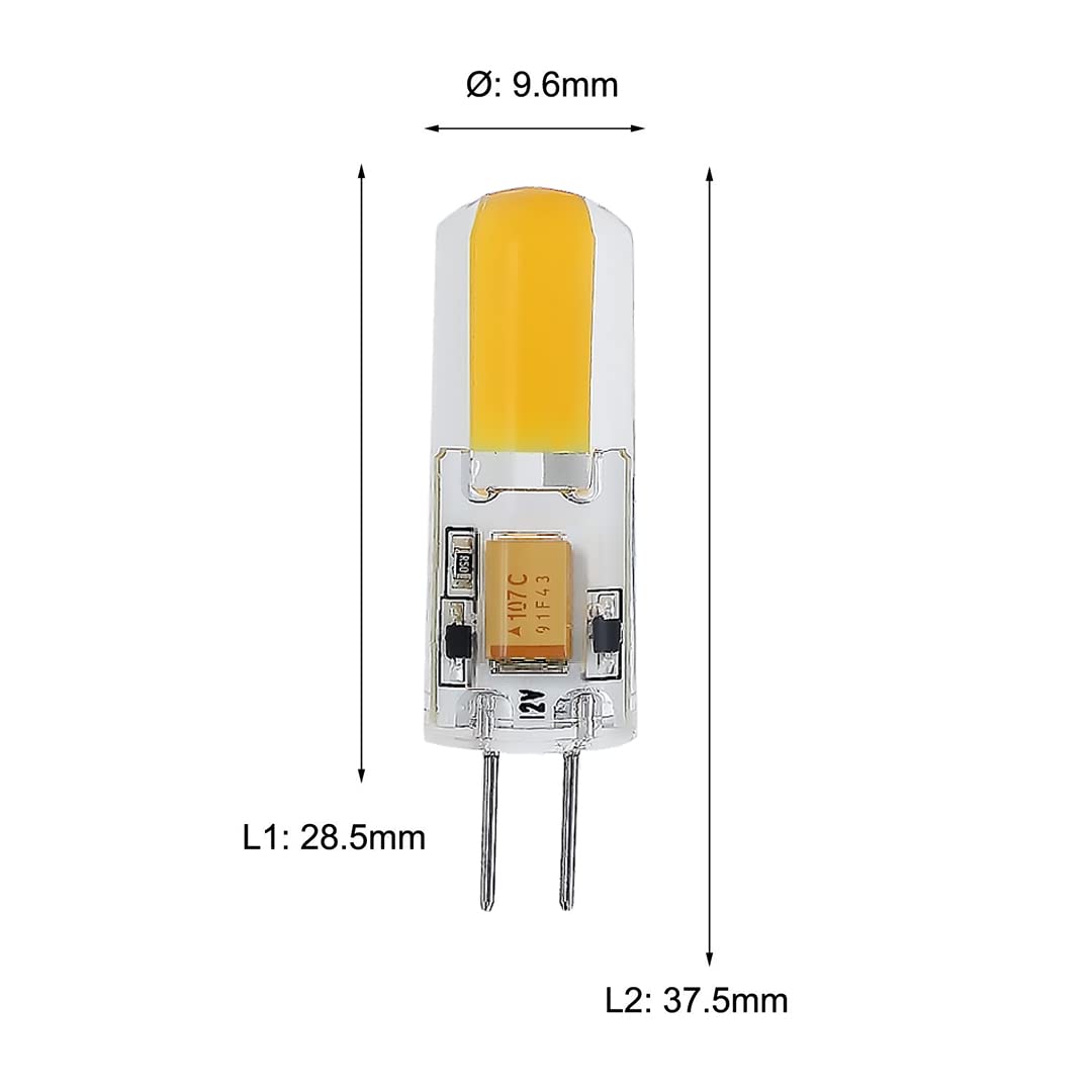 DA DANG JIA G4 LED Light Bulb 1.5W, 180lumen, AC/DC12V, Soft White 6000K, Dimmable, 10-30Watts Halogen Bulb Replacement JC G4 Bi Pin Bulb 4-Pack