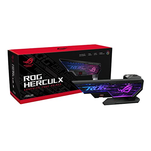 ASUS ROG Herculx GPU Anti-Sag Holder, Solid Zinc Alloy Construction, Easy Toolless Installation, Included Spirit Level, Adjustable Height, Wide